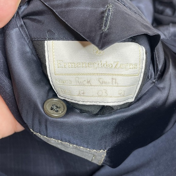 Ermenegildo Zegna Blazer Mens Large Navy Double Breasted Super 100s FLAWS READ* - Picture 6 of 16